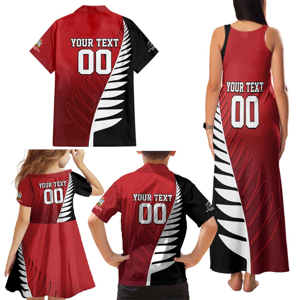 Custom British Lions New Zealand Family Matching Tank Maxi Dress and Hawaiian Shirt Half Black Fern