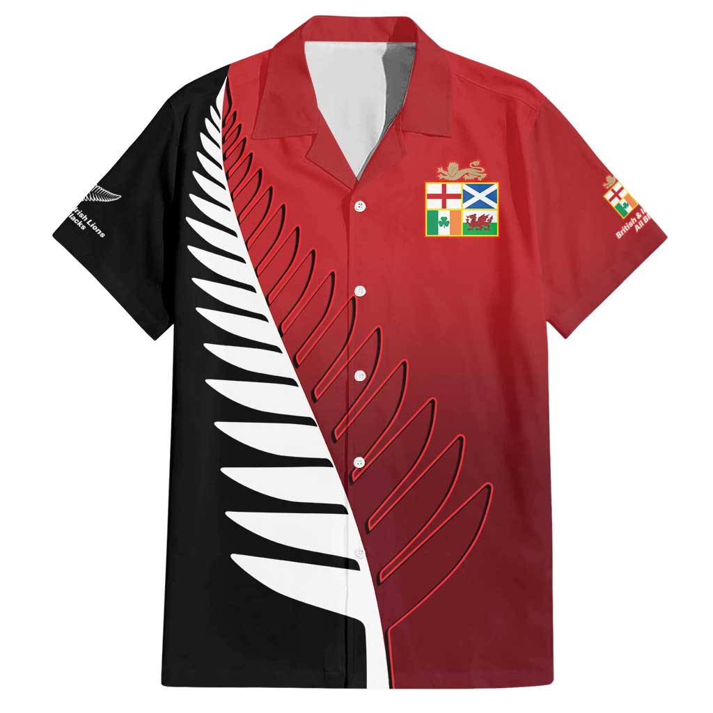 Custom British Lions New Zealand Hawaiian Shirt Half Black Fern