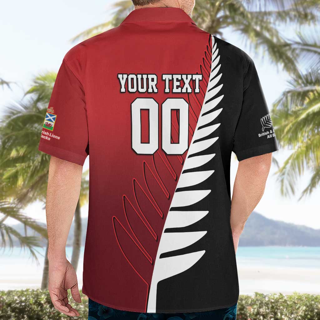Custom British Lions New Zealand Hawaiian Shirt Half Black Fern