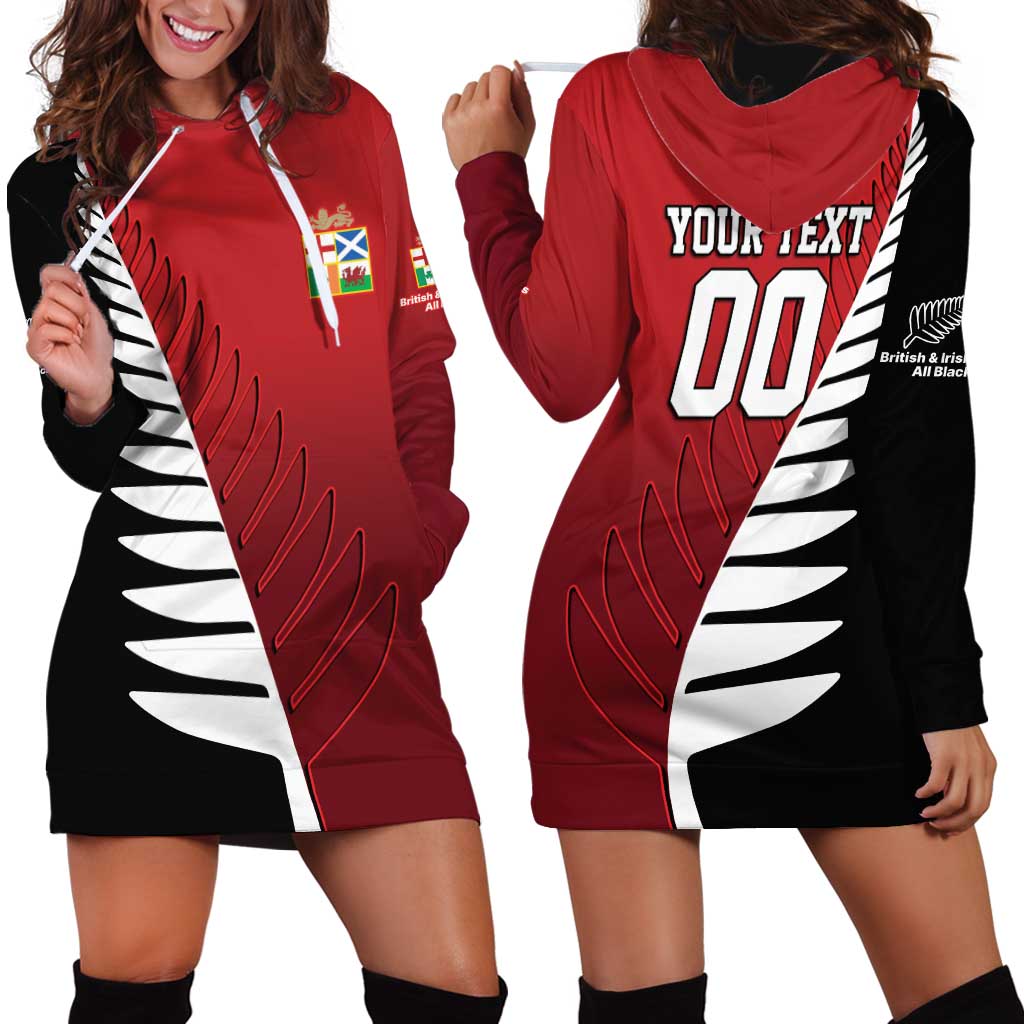 Custom British Lions New Zealand Hoodie Dress Half Black Fern