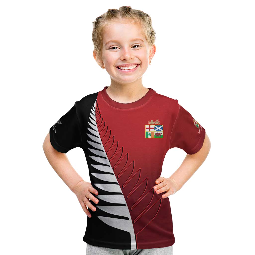 Custom British Lions New Zealand Kid T Shirt Half Black Fern
