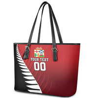 Custom British Lions New Zealand Leather Tote Bag Half Black Fern