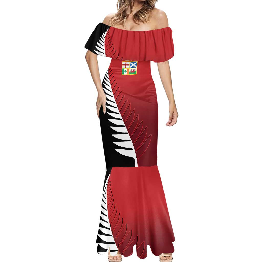 Custom British Lions New Zealand Mermaid Dress Half Black Fern
