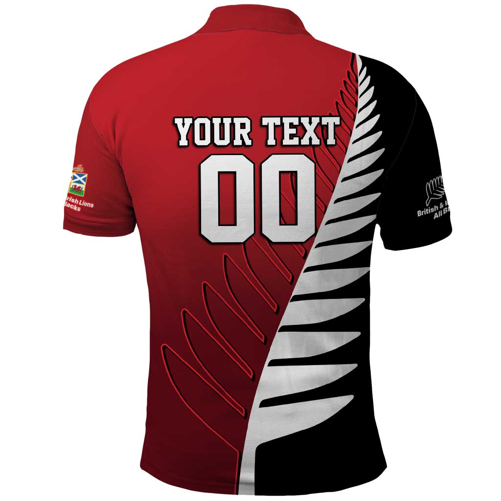 Custom British Lions New Zealand Polo Shirt Half Black Fern