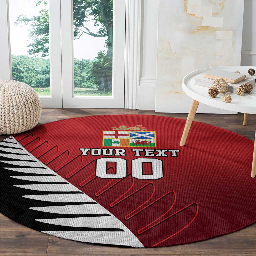 Custom British Lions New Zealand Round Carpet Half Black Fern