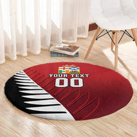 Custom British Lions New Zealand Round Carpet Half Black Fern
