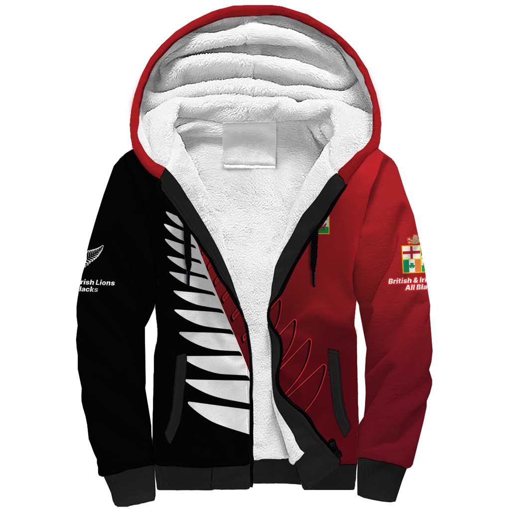 Custom British Lions New Zealand Sherpa Hoodie Half Black Fern