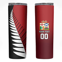 Custom British Lions New Zealand Skinny Tumbler Half Black Fern LT9 Red - Polynesian Pride