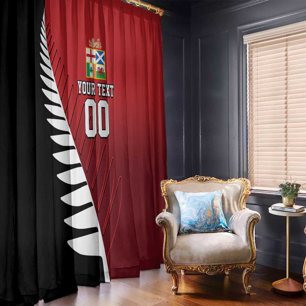 Custom British Lions New Zealand Window Curtain Half Black Fern LT9 - Polynesian Pride
