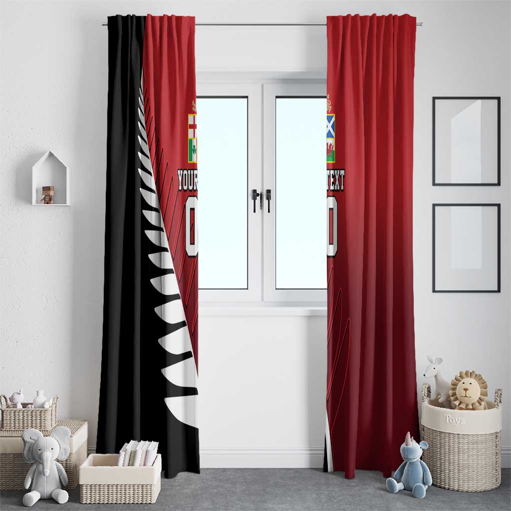 Custom British Lions New Zealand Window Curtain Half Black Fern LT9 - Polynesian Pride