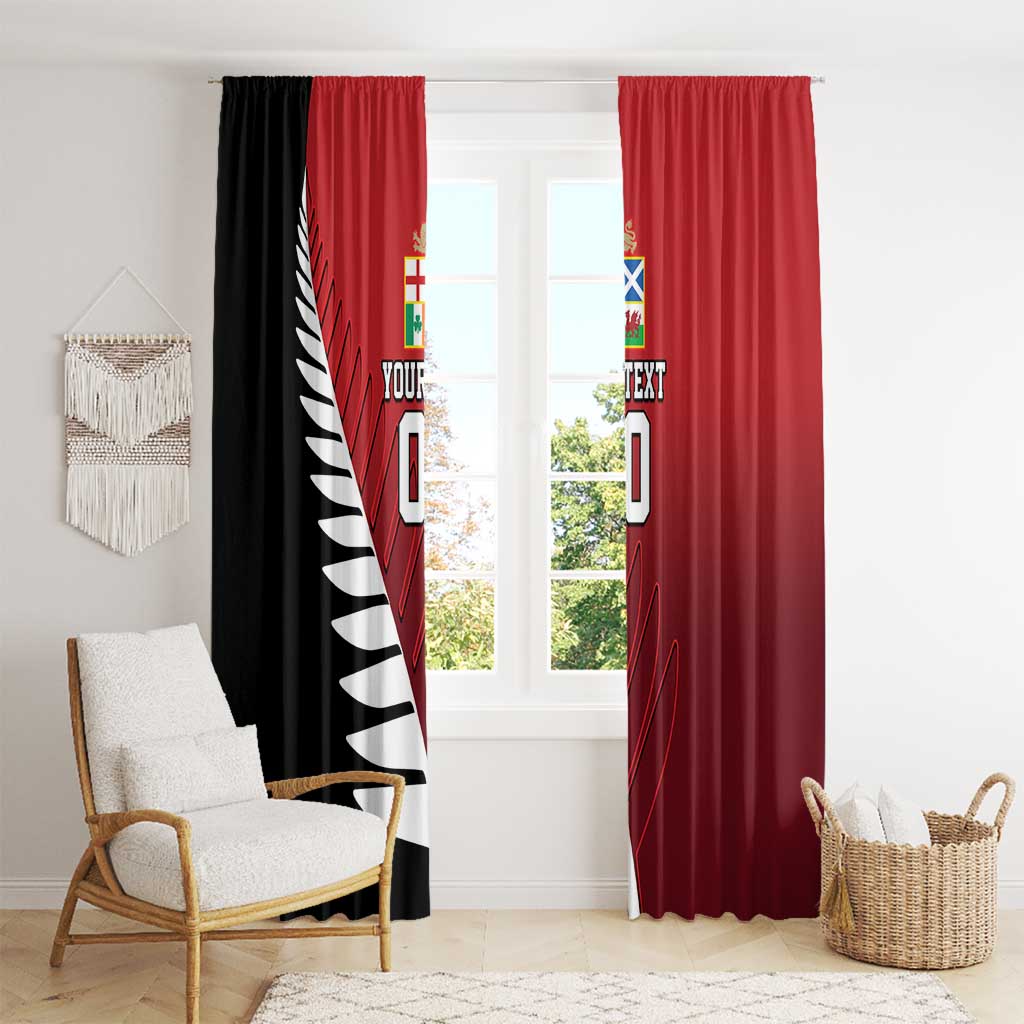 Custom British Lions New Zealand Window Curtain Half Black Fern LT9 - Polynesian Pride