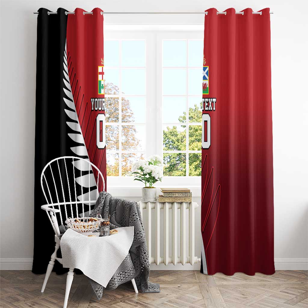 Custom British Lions New Zealand Window Curtain Half Black Fern LT9 - Polynesian Pride