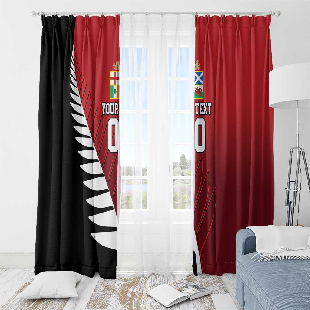 Custom British Lions New Zealand Window Curtain Half Black Fern LT9 - Polynesian Pride