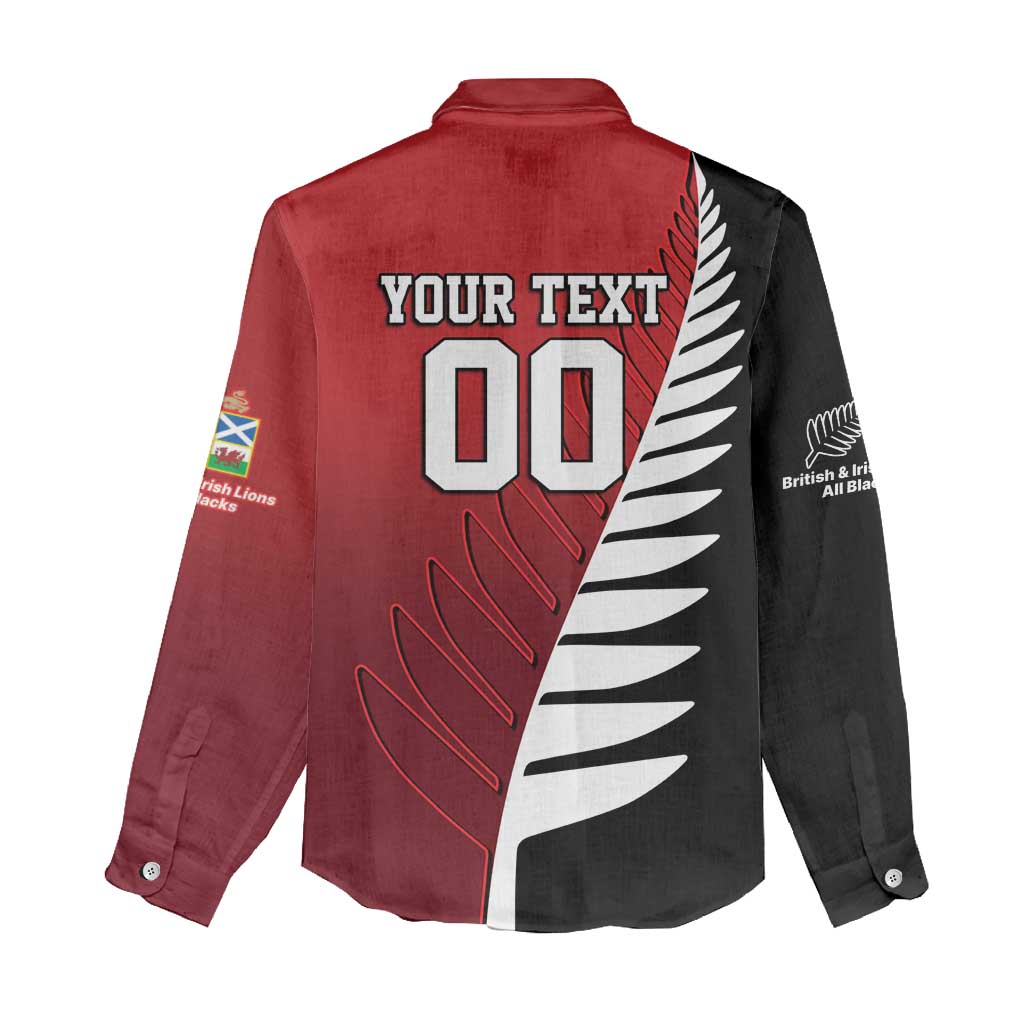 Custom British Lions New Zealand Women Casual Shirt Half Black Fern