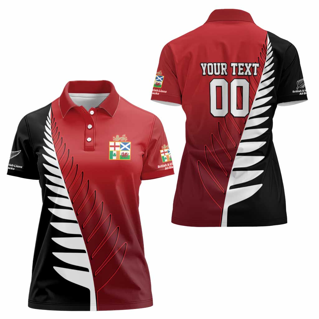 Custom British Lions New Zealand Women Polo Shirt Half Black Fern