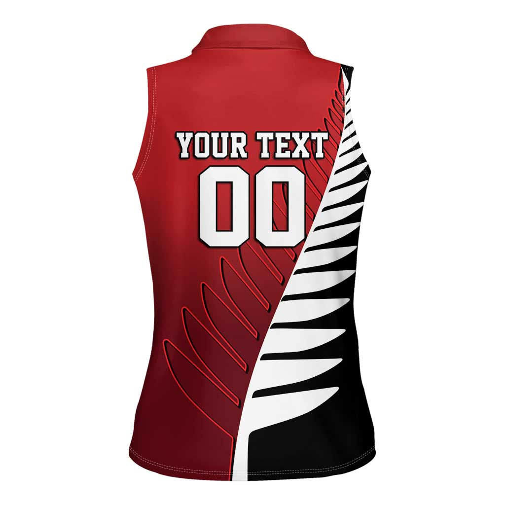 Custom British Lions New Zealand Women Sleeveless Polo Shirt Half Black Fern
