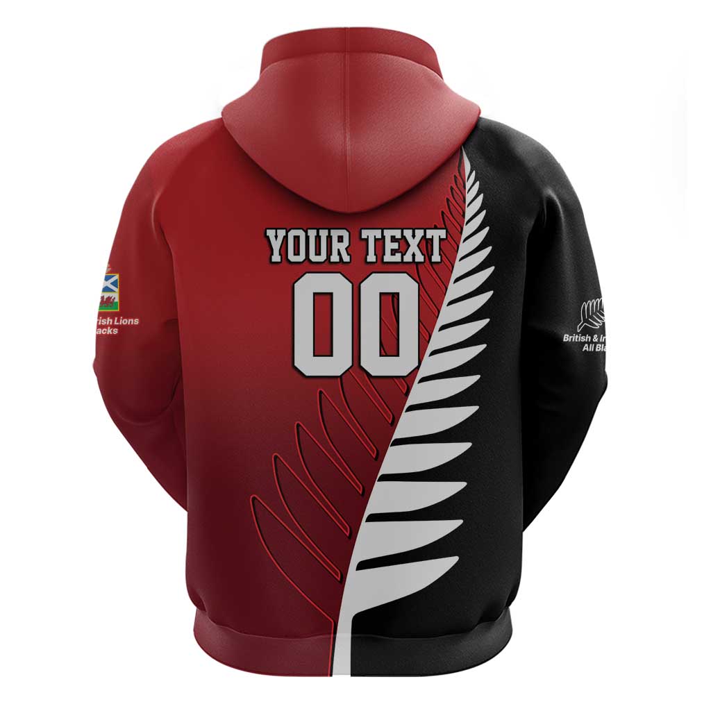 Custom British Lions New Zealand Zip Hoodie Half Black Fern LT9 - Polynesian Pride