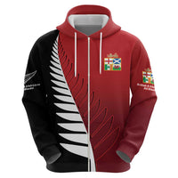 Custom British Lions New Zealand Zip Hoodie Half Black Fern LT9 - Polynesian Pride