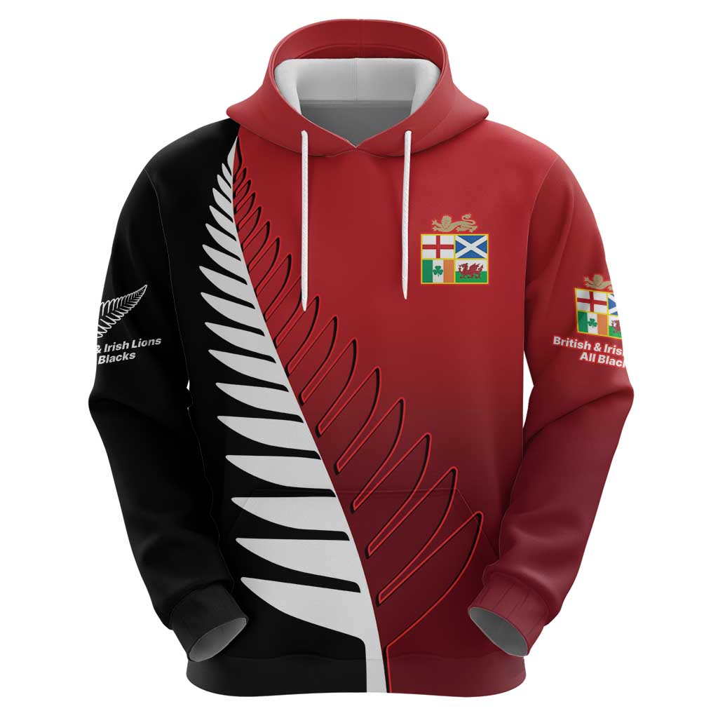 Custom British Lions New Zealand Zip Hoodie Half Black Fern LT9 - Polynesian Pride