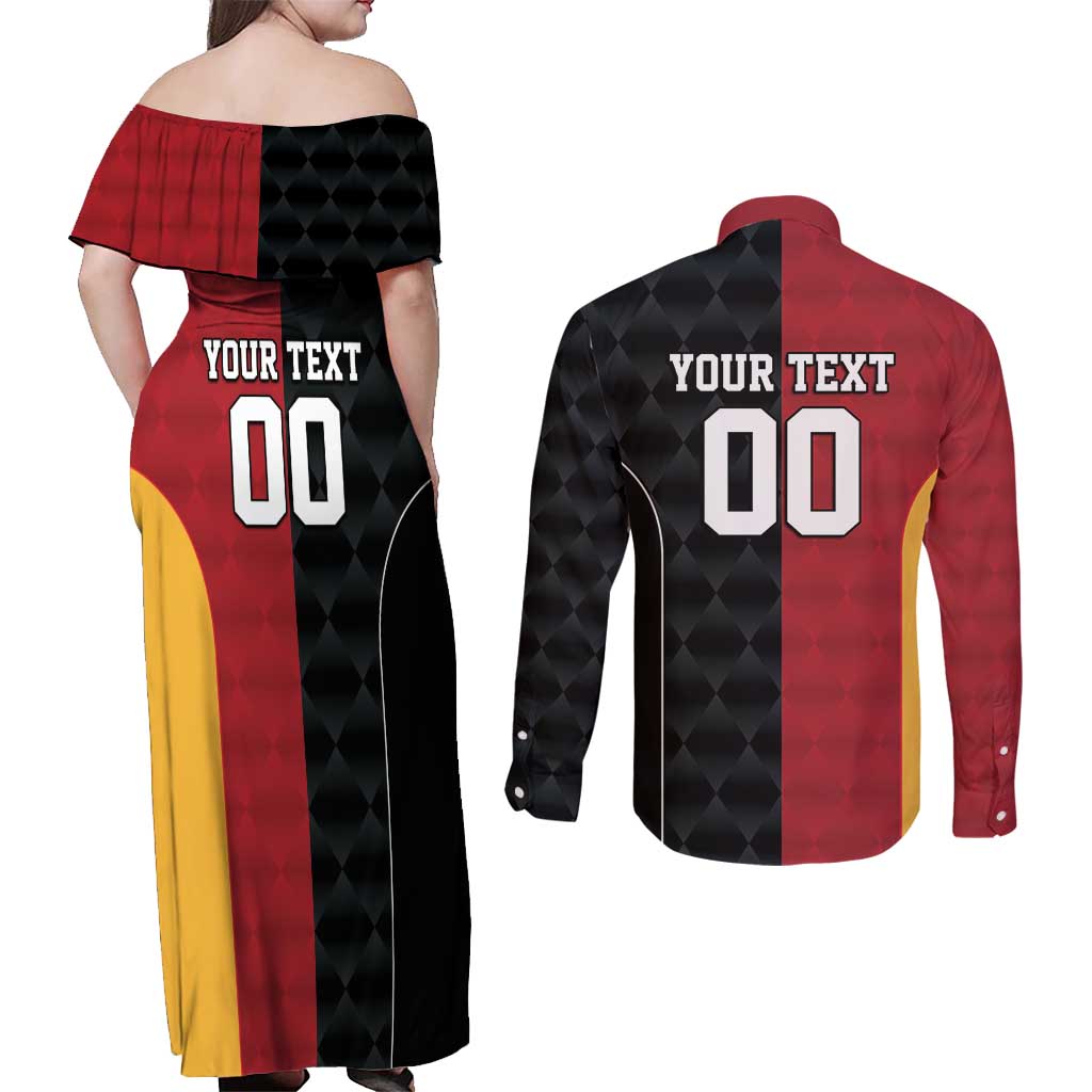 Custom British Lions New Zealand Couples Matching Off Shoulder Maxi Dress and Long Sleeve Button Shirt Sporty Style