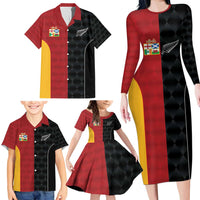Custom British Lions New Zealand Family Matching Long Sleeve Bodycon Dress and Hawaiian Shirt Sporty Style