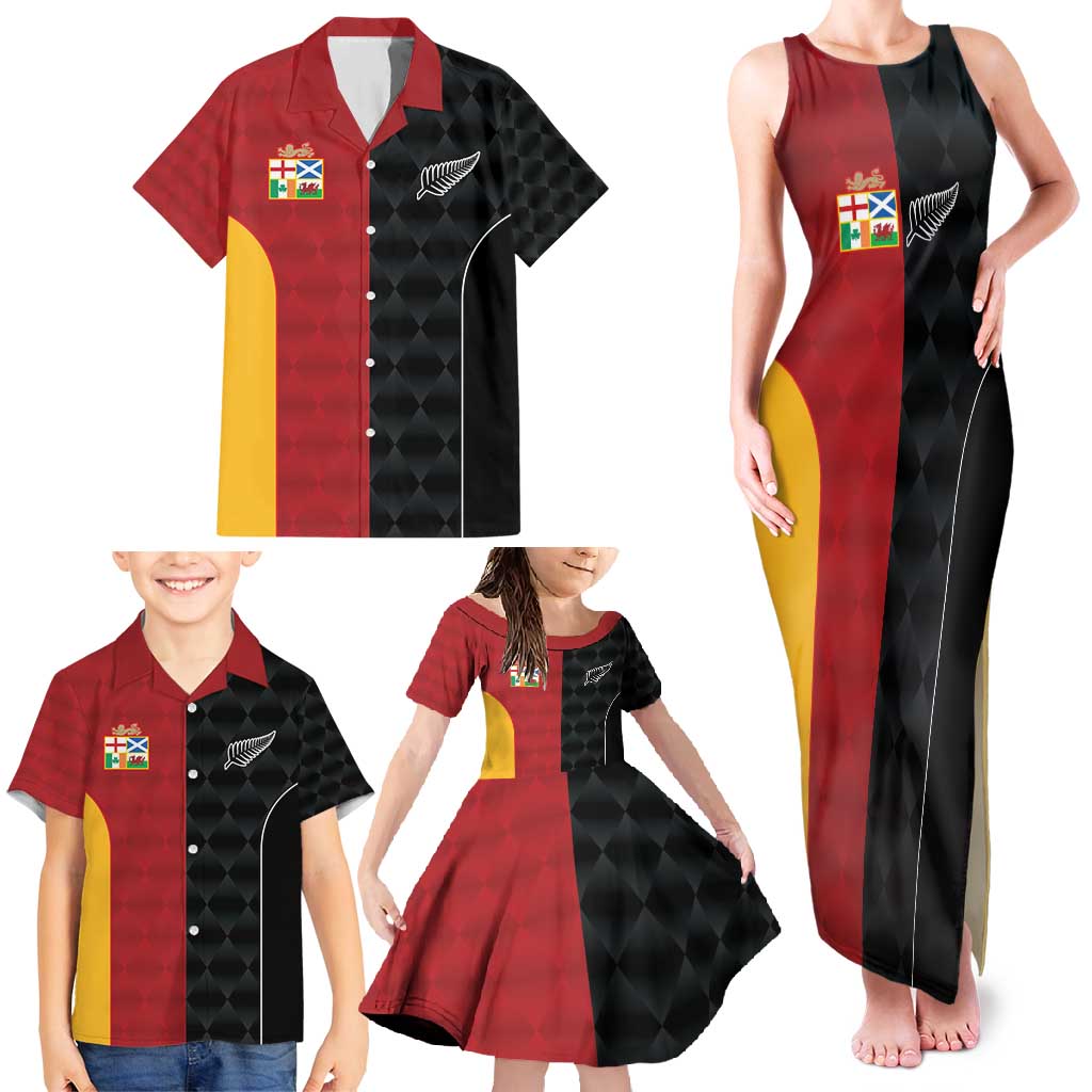 Custom British Lions New Zealand Family Matching Tank Maxi Dress and Hawaiian Shirt Sporty Style