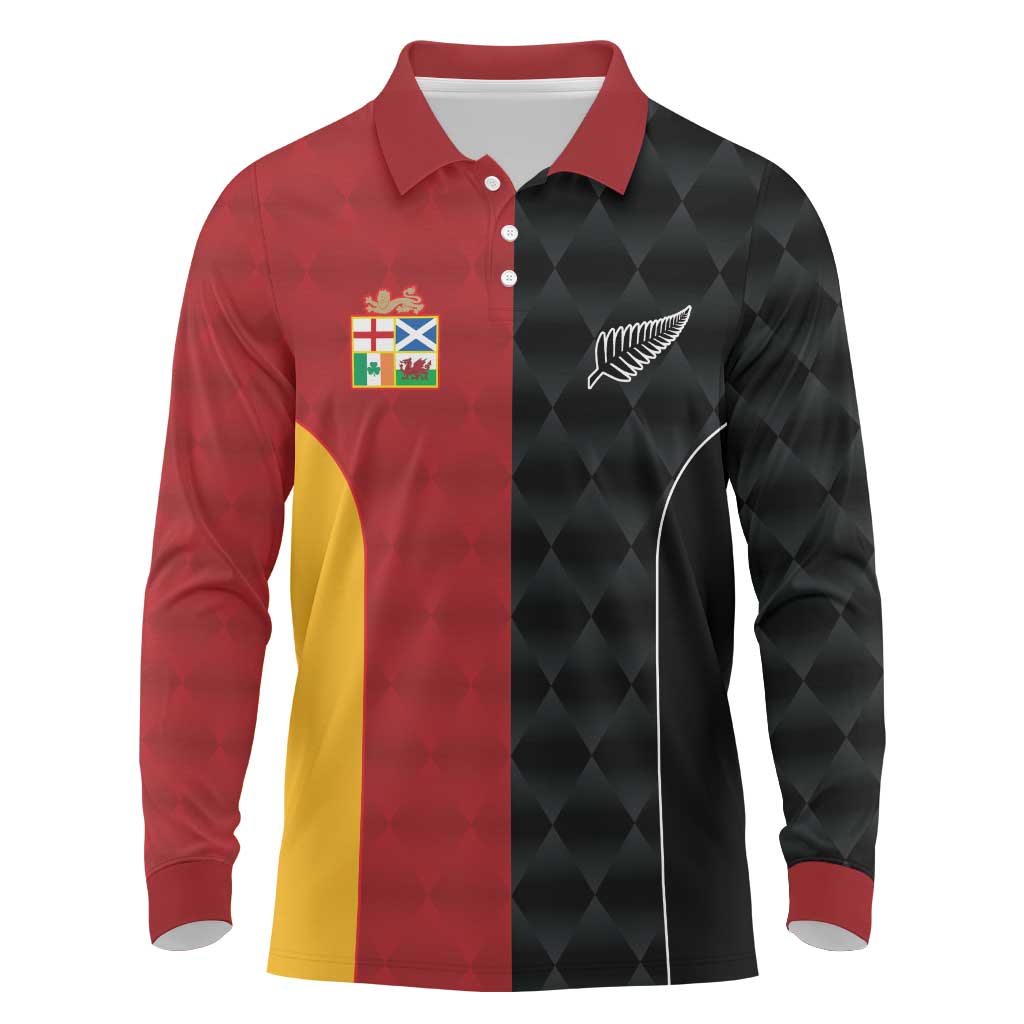 Custom British Lions New Zealand Long Sleeve Polo Shirt Sporty Style