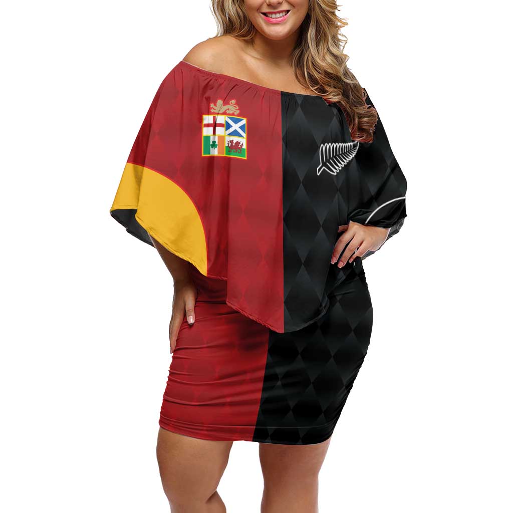 Custom British Lions New Zealand Off Shoulder Short Dress Sporty Style