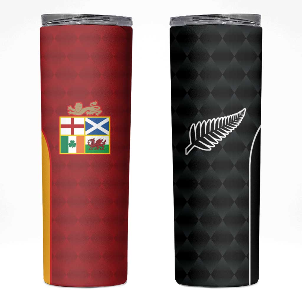 Custom British Lions New Zealand Skinny Tumbler Sporty Style LT9 Black - Polynesian Pride