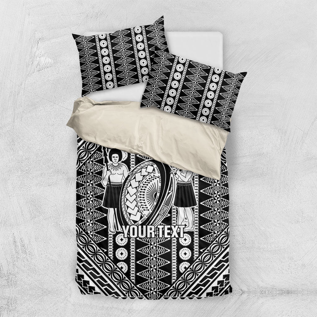 Fiji Custom Rugby National Heritage Bedding Set Black Traditional Masi Inspired