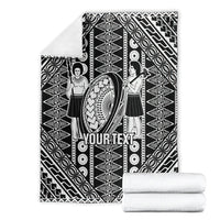Fiji Custom Rugby National Heritage Blanket Black Traditional Masi Inspired
