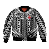Fiji Custom Rugby National Heritage Bomber Jacket Black Traditional Masi Inspired