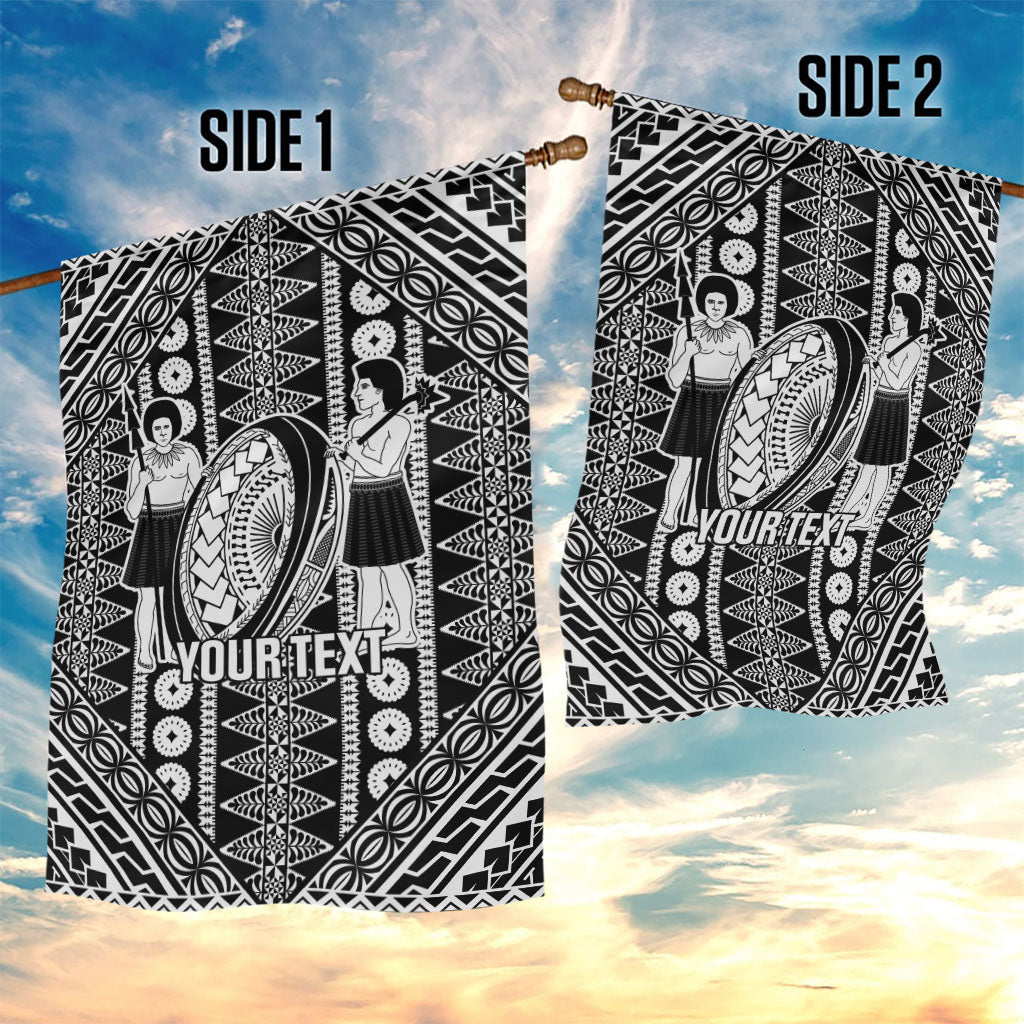 Fiji Custom Rugby National Heritage Garden Flag Black Traditional Masi Inspired