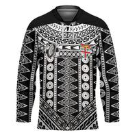 Fiji Custom Rugby National Heritage Hockey Jersey Black Traditional Masi Inspired