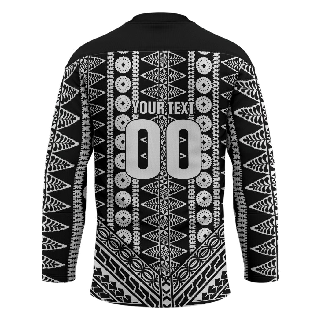 Fiji Custom Rugby National Heritage Hockey Jersey Black Traditional Masi Inspired