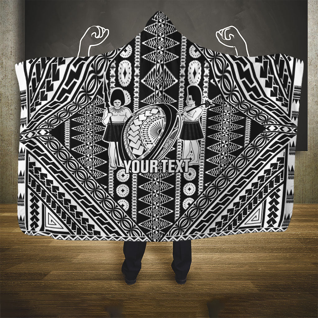 Fiji Custom Rugby National Heritage Hooded Blanket Black Traditional Masi Inspired