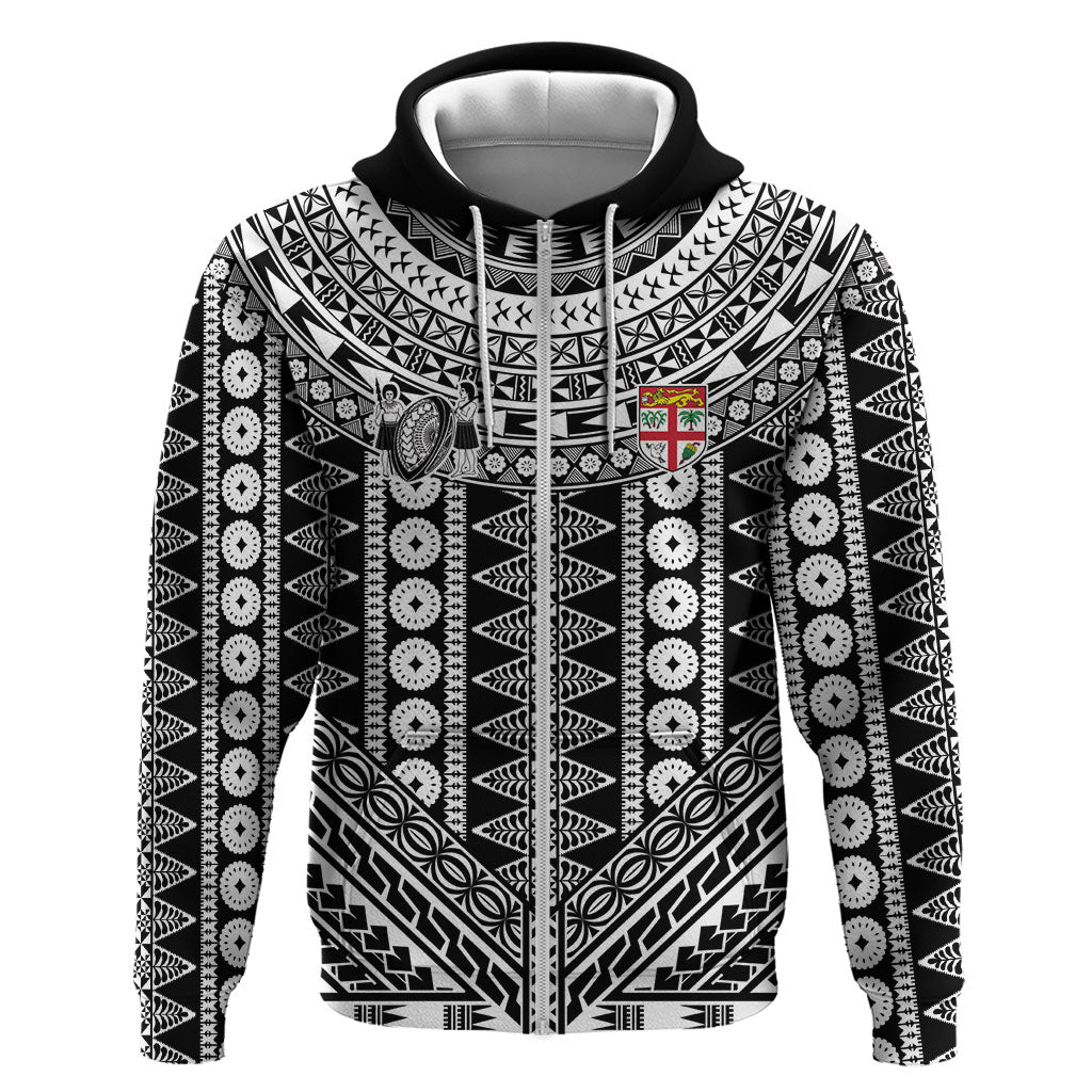 Fiji Custom Rugby National Heritage Hoodie Black Traditional Masi Inspired