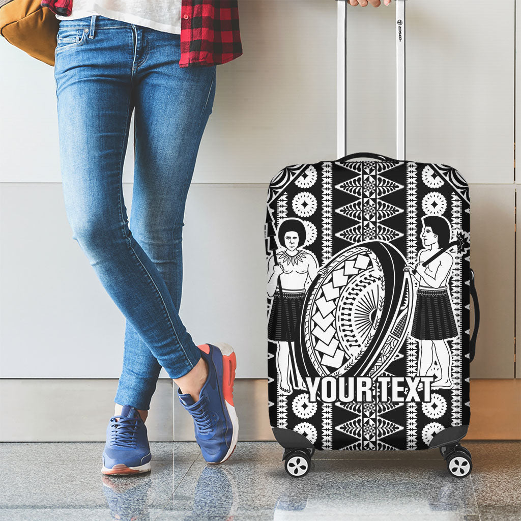 Fiji Custom Rugby National Heritage Luggage Cover Black Traditional Masi Inspired