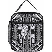 Fiji Custom Rugby National Heritage Lunch Bag Black Traditional Masi Inspired LT9 10.2 × 8.3 × 4.3 inch Black - Polynesian Pride