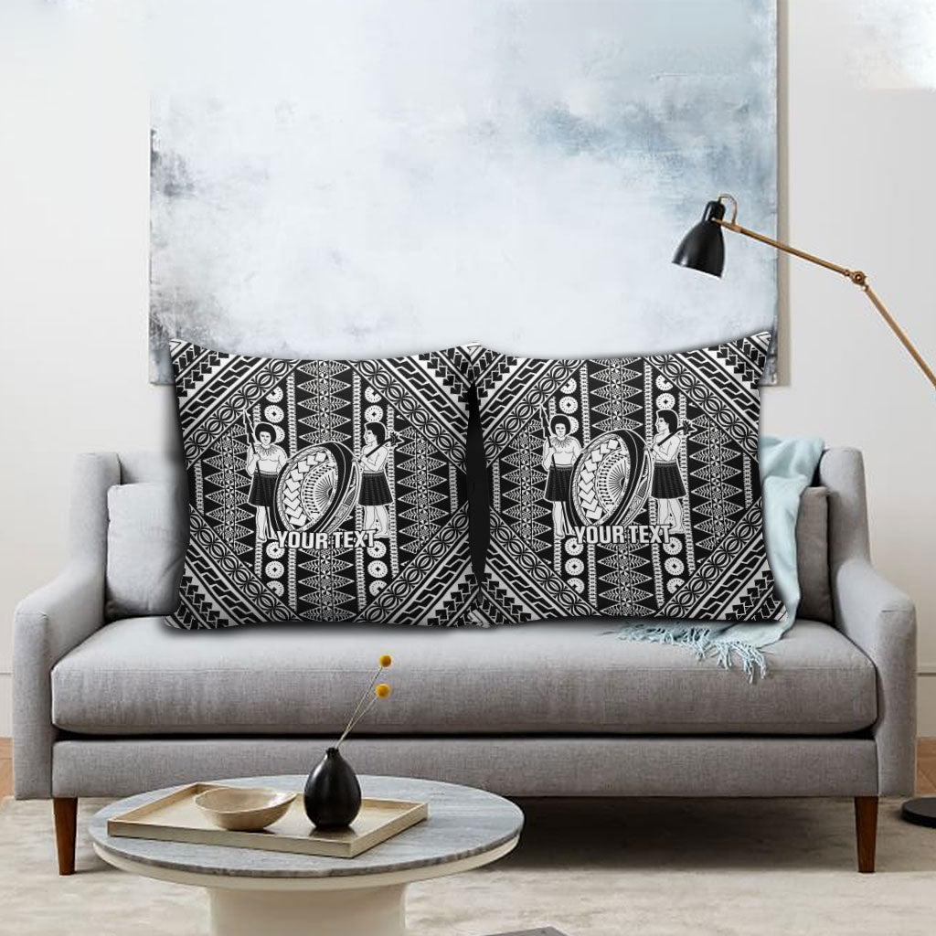 Fiji Custom Rugby National Heritage Pillow Cover Black Traditional Masi Inspired