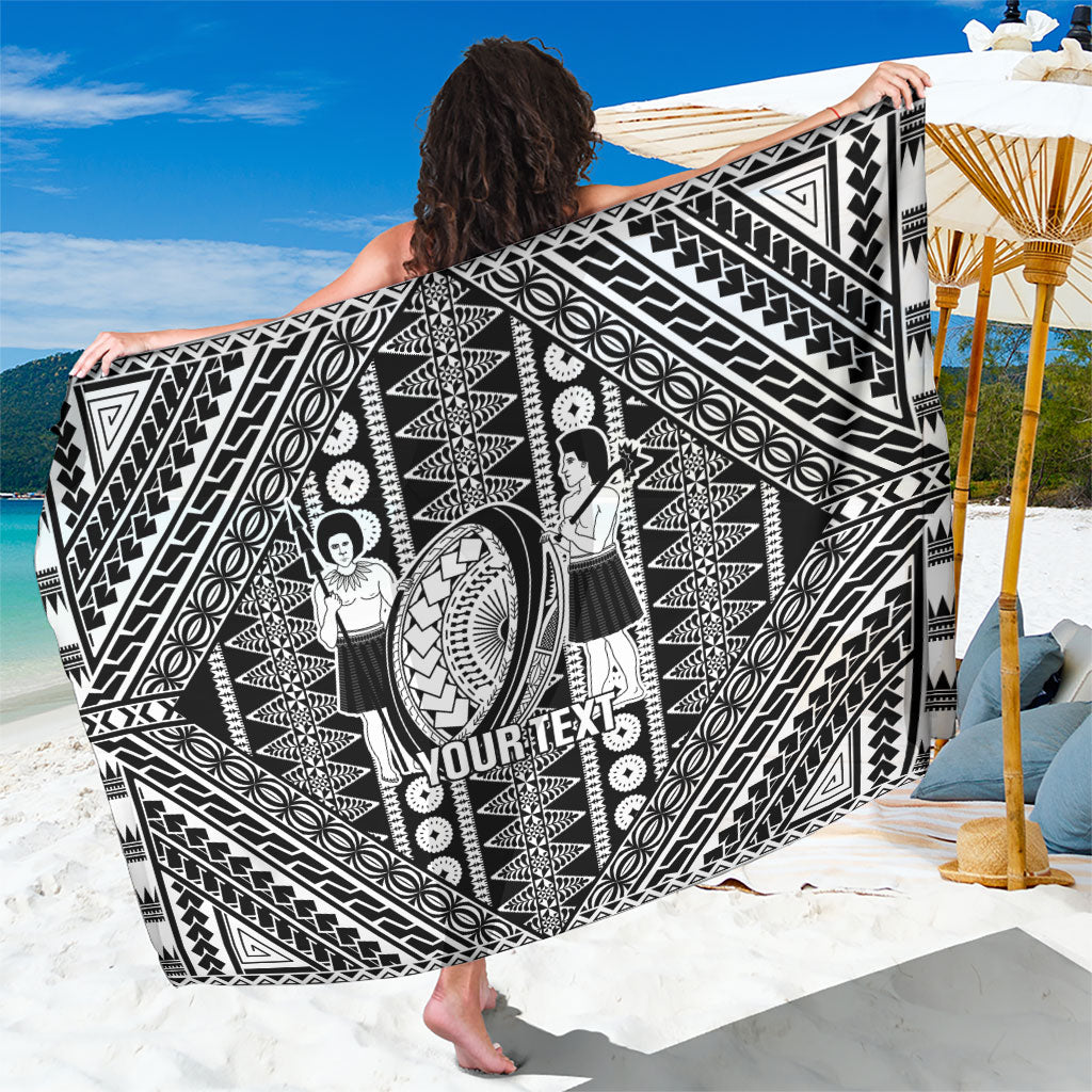 Fiji Custom Rugby National Heritage Sarong Black Traditional Masi Inspired LT9 One Size 44 x 66 inches Black - Polynesian Pride