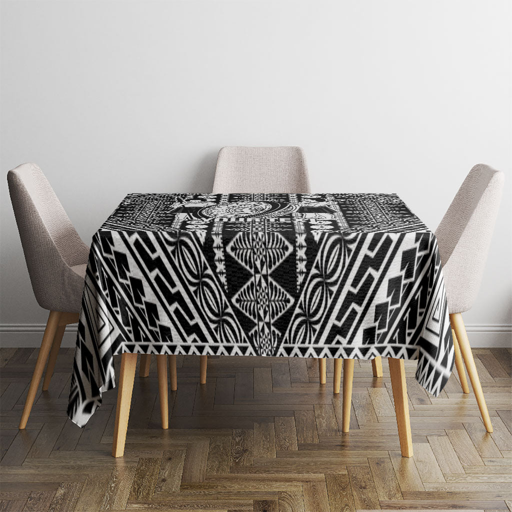 Fiji Custom Rugby National Heritage Tablecloth Black Traditional Masi Inspired