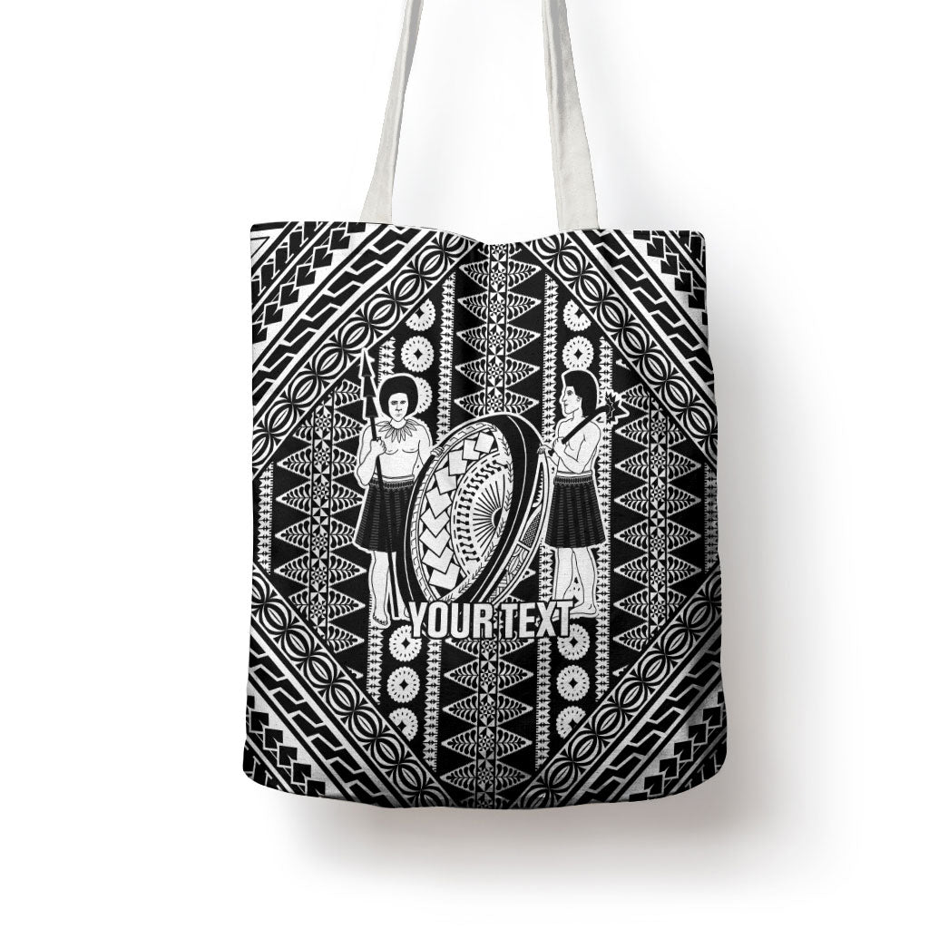 Fiji Custom Rugby National Heritage Tote Bag Black Traditional Masi Inspired