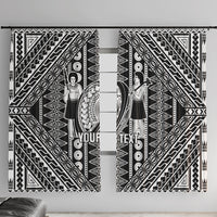 Fiji Custom Rugby National Heritage Window Curtain Black Traditional Masi Inspired