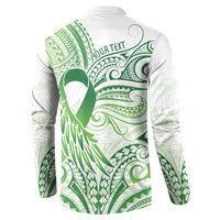 Its Okay Green Ribbon Personalised Button Sweatshirt Polynesian Depression Awareness