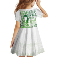 Its Okay Green Ribbon Personalised Family Matching Off Shoulder Short Dress and Hawaiian Shirt Polynesian Depression Awareness