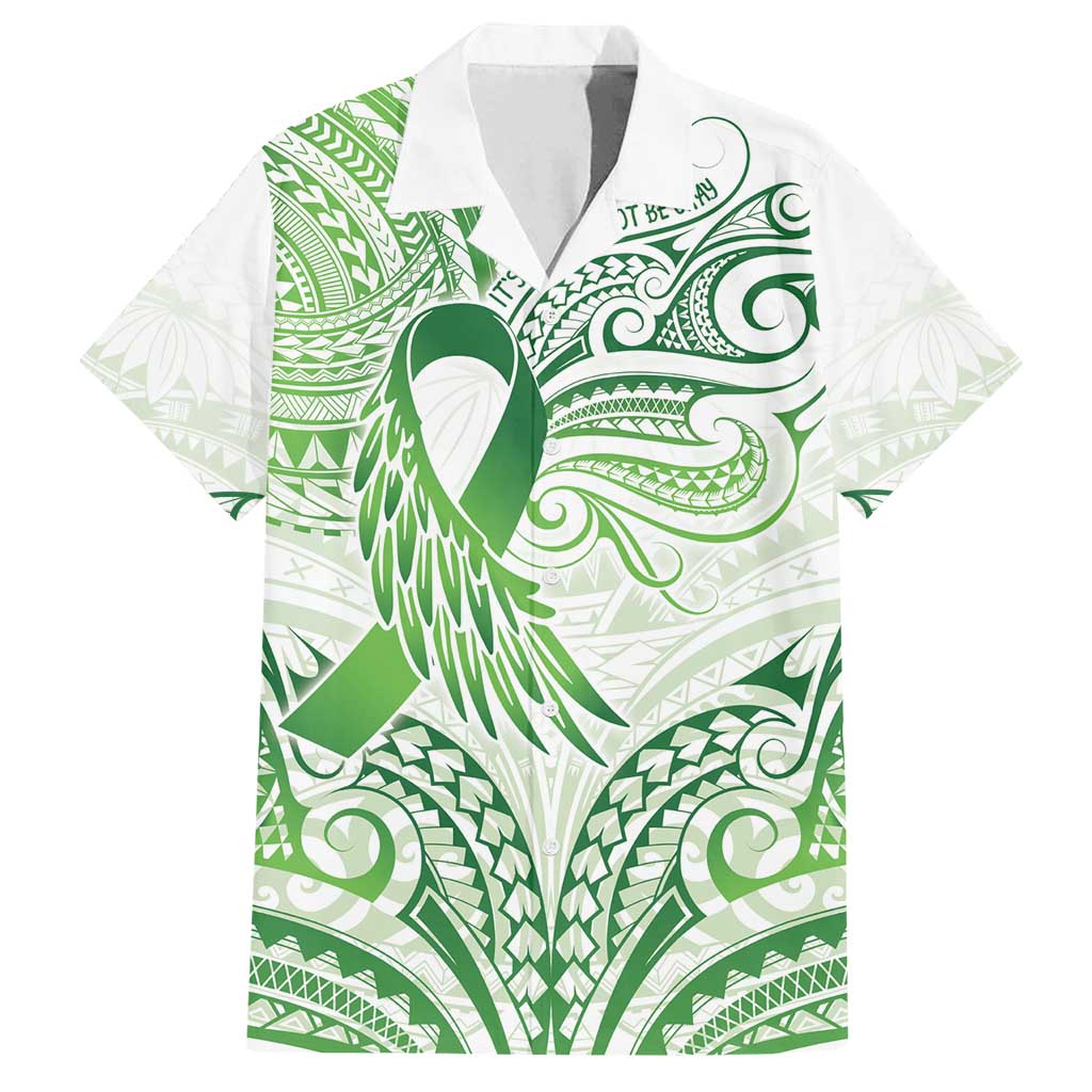 Its Okay Green Ribbon Personalised Family Matching Tank Maxi Dress and Hawaiian Shirt Polynesian Depression Awareness