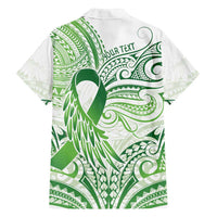 Its Okay Green Ribbon Personalised Family Matching Tank Maxi Dress and Hawaiian Shirt Polynesian Depression Awareness