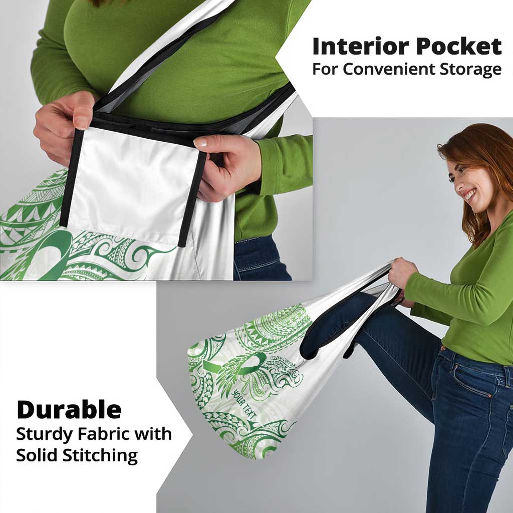 Its Okay Green Ribbon Personalised Grocery Bag Polynesian Depression Awareness