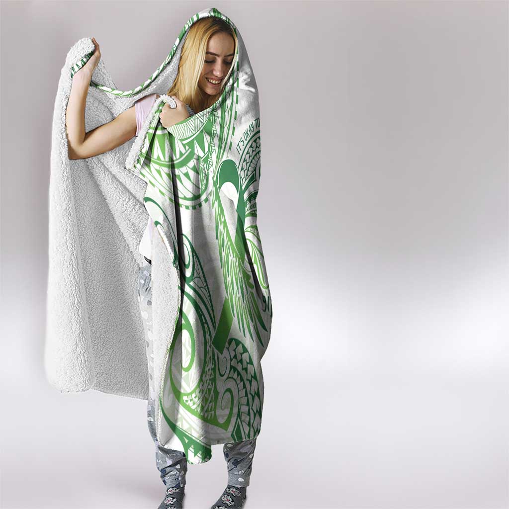 Its Okay Green Ribbon Personalised Hooded Blanket Polynesian Depression Awareness